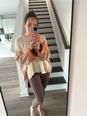 Listicle Knit Top in Cream and Blush Oversized Sweater / Size Medium